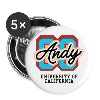 Andy Retro Varsity Emblem - Buttons klein 25 mm (5er Pack) - Weiß - Vorne