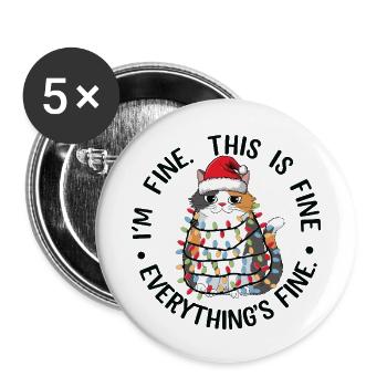 Cat Garland and Christmas Hat - Buttons small 1''/25 mm (5-pack) - white - Front