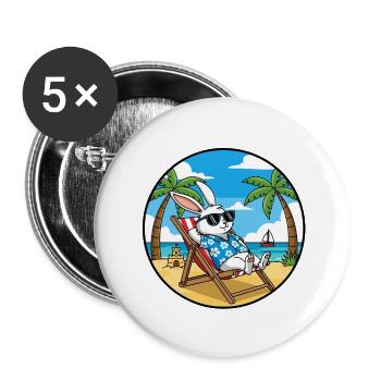 Coole Rabbit Beach Vacation Summer Vibes - Buttons klein 25 mm (5er Pack) - Weiß - Vorne