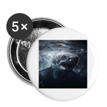 Großer Weißer Hai Angriff Ozean Design - Buttons klein 25 mm (5er Pack) - Weiß - Vorne