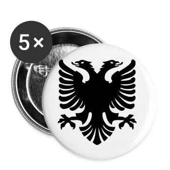 Shqipe Eagle – Albania Double Head National Flag - Buttons small 1''/25 mm (5-pack) - white - Front