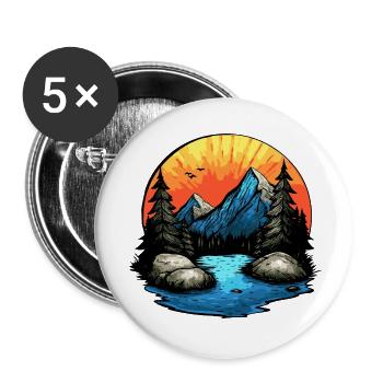 Mountains Landscape Outdoor - Buttons small 1''/25 mm (5-pack) - white - Front