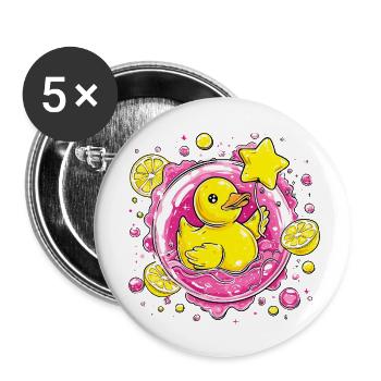 Caneton Néon Agrume Coin-Agrume - Lot de 5 petits badges (25 mm) - blanc - Devant