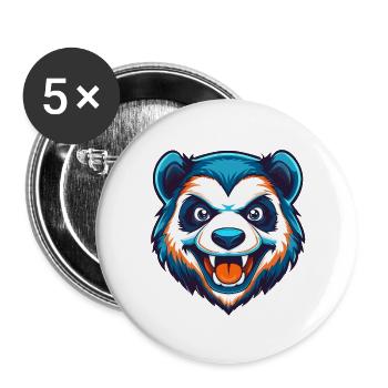 Logo de la mascotte Savage Panda Esports - Lot de 5 petits badges (25 mm) - blanc - Devant
