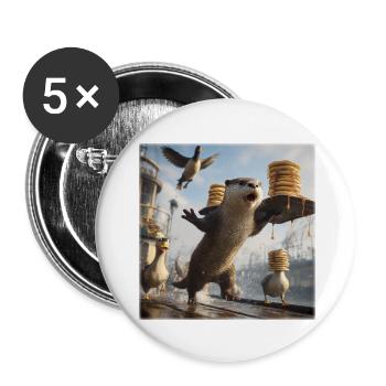 Funny Otter Pancake Chaos Harbor Design - Buttons small 1''/25 mm (5-pack) - white - Front