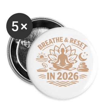 Breathing and Restart | New Year's resolutions 2026 - Buttons small 1''/25 mm (5-pack) - white - Front