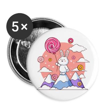 Zuckersüßer Hase auf Zuckergipfel - Buttons klein 25 mm (5er Pack) - Weiß - Vorne