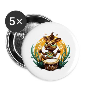 Héros Tambour Poulain tribal - Lot de 5 petits badges (25 mm) - blanc - Devant