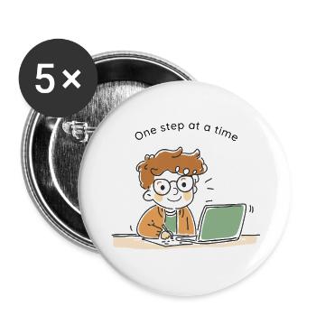 One Step at a Time – Cute hand-drawn character - Buttons small 1''/25 mm (5-pack) - white - Front
