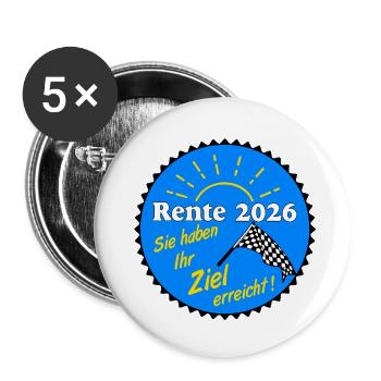 Pension 2026 , Target achieved - Buttons small 1''/25 mm (5-pack) - white - Front
