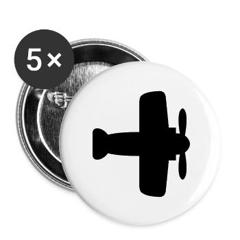 Flugzeug - Buttons klein 25 mm (5er Pack) - Weiß - Vorne