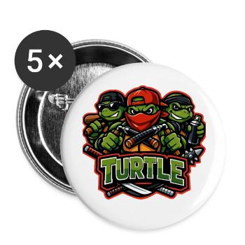 Urban Turtle Crew Street Fighter Mascot - Buttons small 1''/25 mm (5-pack) - white - Front
