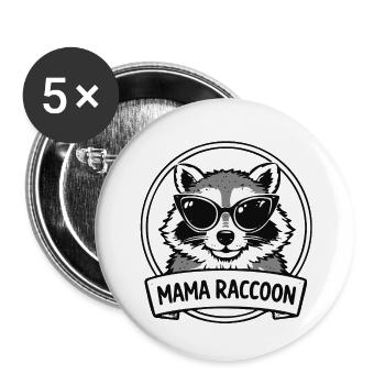 Mom Raccoon with Sunglasses Logo - Buttons small 1''/25 mm (5-pack) - white - Front