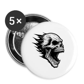 Mal de tête au travail : crâne en feu dans la tempête - Lot de 5 petits badges (25 mm) - blanc - Devant