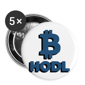 Bitcoin HODL Logo, Lettrage Crypto - Lot de 5 petits badges (25 mm) - blanc - Devant