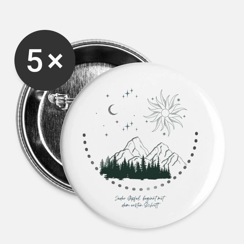 Gipfel - Buttons klein 25 mm (5er Pack) - Weiß