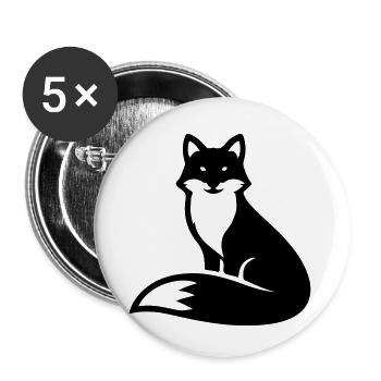 Animal renard - Lot de 5 petits badges (25 mm) - blanc - Devant