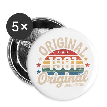 1981 Vintage Limited Edition Geschenk 1981 - Buttons klein 25 mm (5er Pack) - Weiß - Vorne
