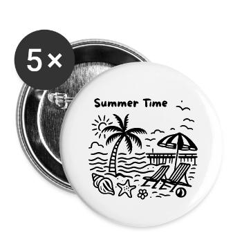Palmenstrand Pier - Sommerdesign - Buttons klein 25 mm (5er Pack) - Weiß - Vorne