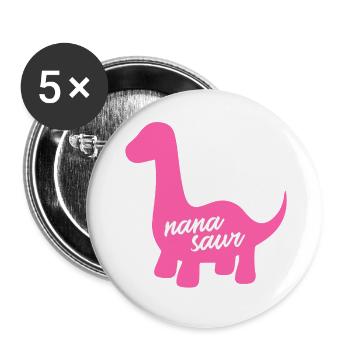 Nanasaurier-Pink-Dinosaurier-Oma-Familie - Buttons klein 25 mm (5er Pack) - Weiß - Vorne