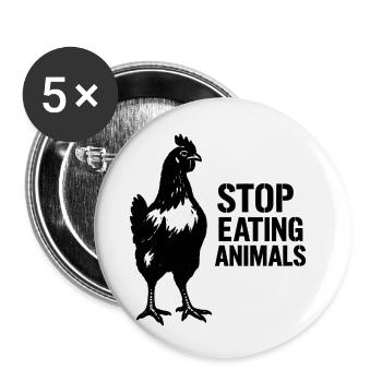 Veganer Raben-Silhouette - Buttons klein 25 mm (5er Pack) - Weiß - Vorne