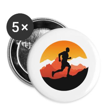 Course à pied – Symbole de liberté - logo trail - Lot de 5 petits badges (25 mm) - blanc - Devant