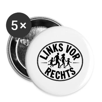 Links vor Rechts - Funny Antifa Spruch - Buttons klein 25 mm (5er Pack) - Weiß - Vorne