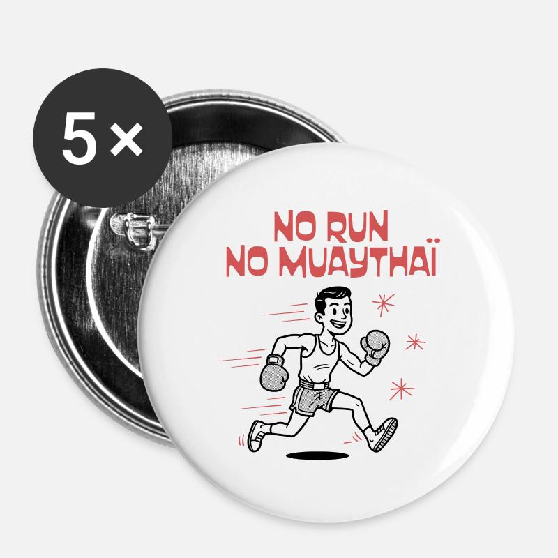 NO RUN NO MUAYTHAI - Buttons small 1''/25 mm (5-pack) - white