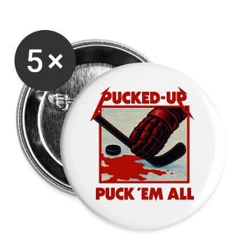 Pucked-Up Blutrote Hockey-Grafik - Buttons klein 25 mm (5er Pack) - Weiß - Vorne