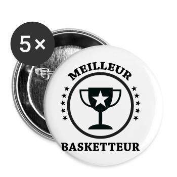 Meilleur Basketteur - Lot de 5 petits badges (25 mm) - blanc - Devant