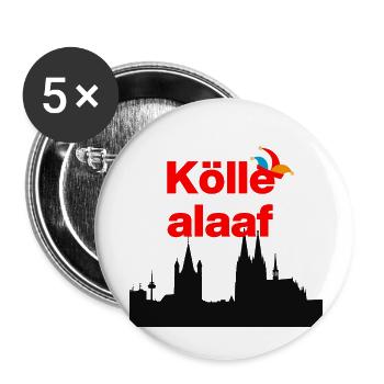 KÖLLE ALAF! 🃏KÖLN JECK, KARNEVAL, SESSION, KÖLSCH - Buttons klein 25 mm (5er Pack) - Weiß - Vorne
