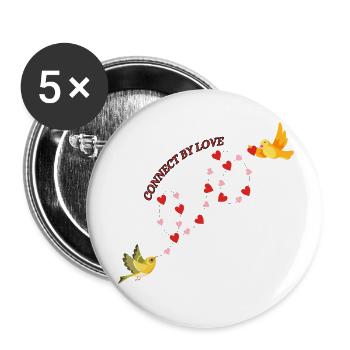 Connected by love - Buttons small 1''/25 mm (5-pack) - white - Front