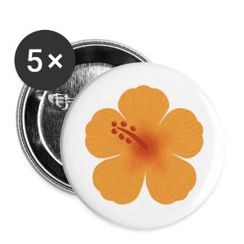 Orange-Hibiskusblüte - Buttons klein 25 mm (5er Pack) - Weiß - Vorne