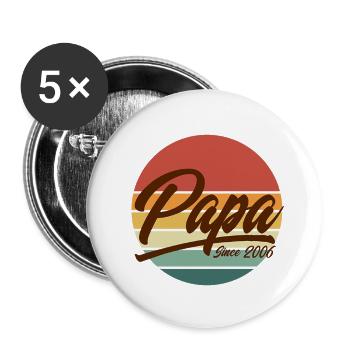 Papa seit 2006 Retro Sunset Vaterschaft - Buttons klein 25 mm (5er Pack) - Weiß - Vorne
