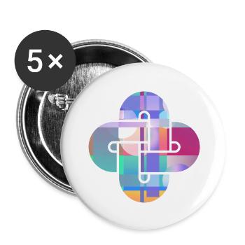 Mosaik-Wolkenkreuz - Buttons klein 25 mm (5er Pack) - Weiß - Vorne