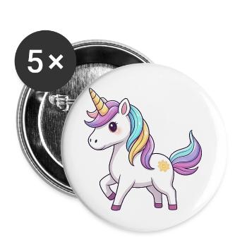 Einhorn-Regenbogen-Traum - Buttons klein 25 mm (5er Pack) - Weiß - Vorne
