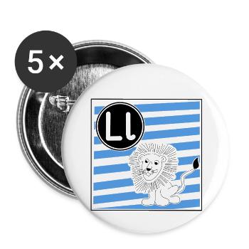 L wie Löwe - Buttons klein 25 mm (5er Pack) - Weiß - Vorne