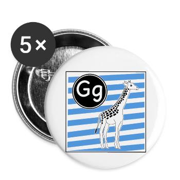 G wie Giraffe - Buttons klein 25 mm (5er Pack) - Weiß - Vorne