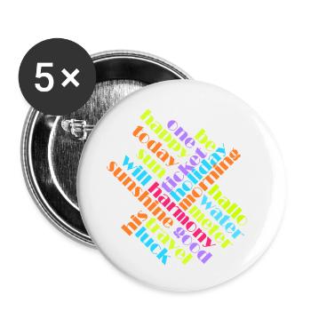 Farbenfrohes Wort-Quilt Muster - Buttons klein 25 mm (5er Pack) - Weiß - Vorne