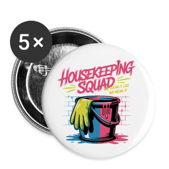 Funny Cleaning Design - Buttons small 1''/25 mm (5-pack) - white - Front