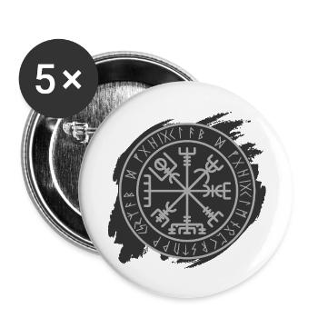 Vegvisir Wikinger Kompass - Buttons klein 25 mm (5er Pack) - Weiß - Vorne