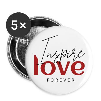 Inspire Love Forever – Minimale rote Typografie Desi - Buttons klein 25 mm (5er Pack) - Weiß - Vorne