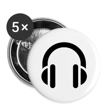 Music and rhythm, headphones, logo earphones - Buttons small 1''/25 mm (5-pack) - white - Front