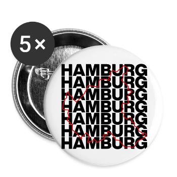 HAMBURG UMRISS, HAMBURGLIEBE HH MOIN - Buttons klein 25 mm (5er Pack) - Weiß - Vorne