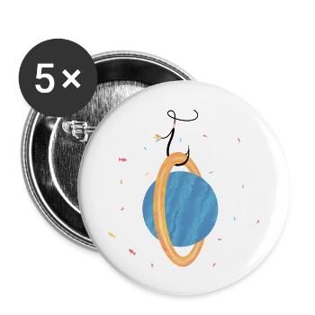 Planète au crochet (3/3) - Lot de 5 petits badges (25 mm) - blanc - Devant
