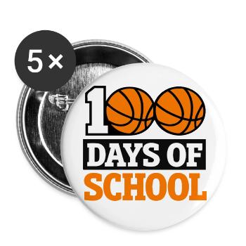 100 jours de conception scolaire du basket-ball - Lot de 5 petits badges (25 mm) - blanc - Devant