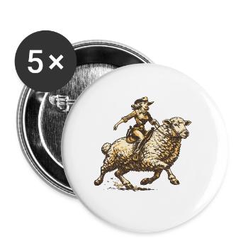 Western Rider on Sheep - Buttons small 1''/25 mm (5-pack) - white - Front
