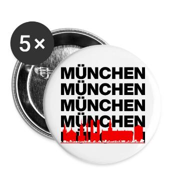 MÜNCHEN SKYLINE MUNICH ROTE STADT SERVUS - Buttons klein 25 mm (5er Pack) - Weiß - Vorne