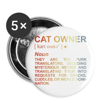 Cat Owner Meaning - Buttons small 1''/25 mm (5-pack) - white - Front