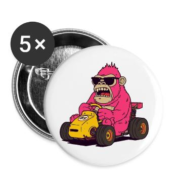 Pink Monkey Racer Kart - Buttons klein 25 mm (5er Pack) - Weiß - Vorne
